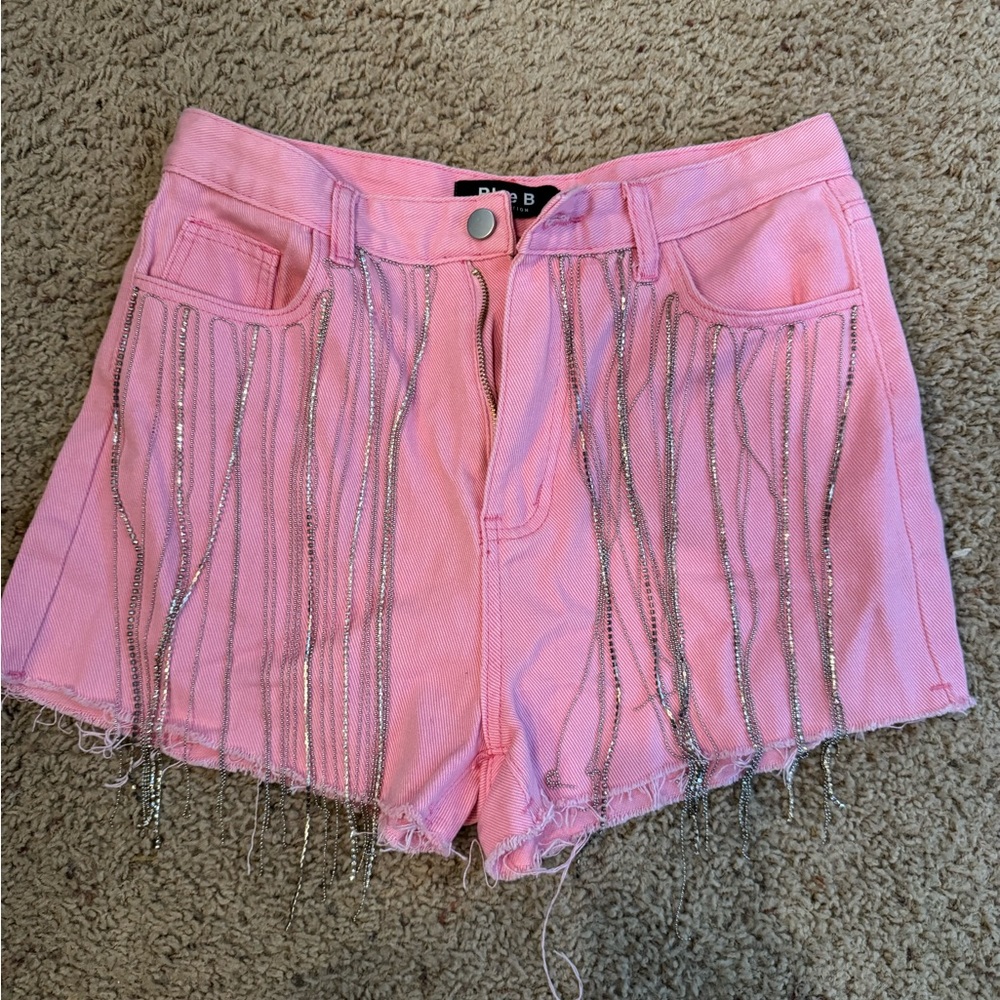 Blue B shorts with crystals